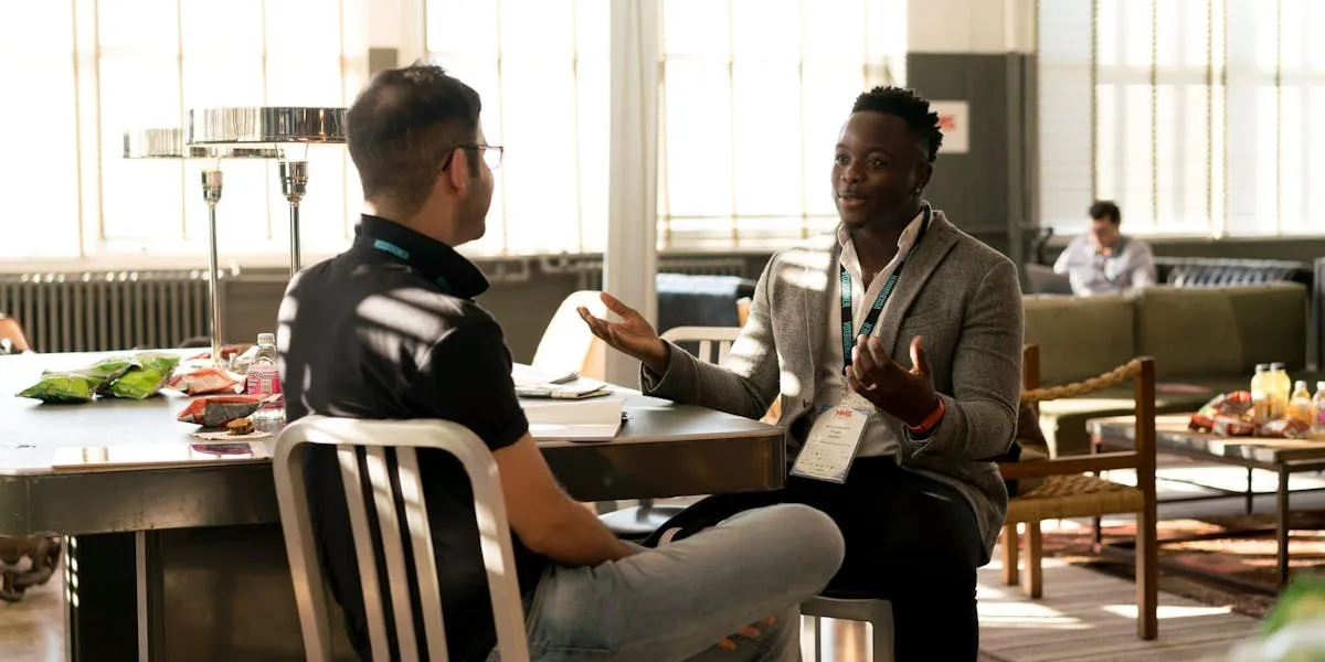 Mentoring conversation between professionals